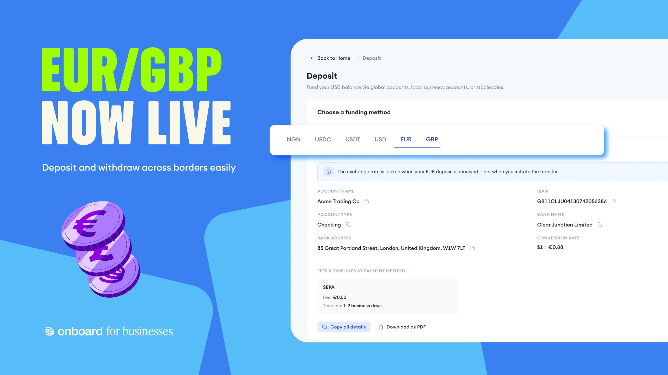 EUR and GBP Payments Are Now Live on Onboard Business